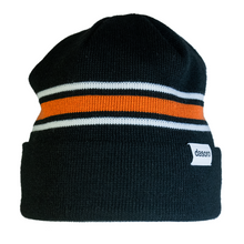 Load image into Gallery viewer, Stripped Beanie Black
